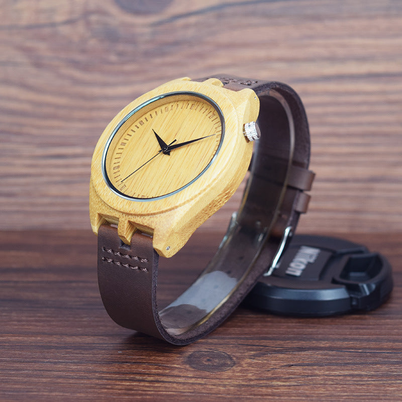 Montre à quartz importée pour homme, montre en bois de bambou
