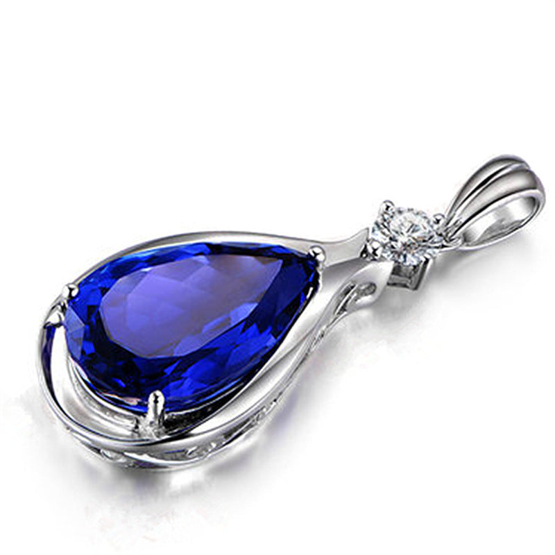 Collar con colgante de ojo de ángel de cristal de tanzanita y zafiro azul para mujer, joyería de fiesta, regalos de moda.
