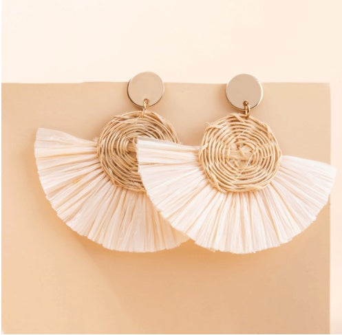 Boucles d'oreilles en rotin rouge pour femme, style vacances, printemps et été - LUXARAH
