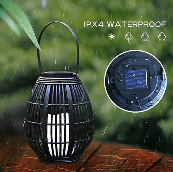 Lampe éolienne solaire rétro en rotin ovale en plastique pour patio - LUXARAH