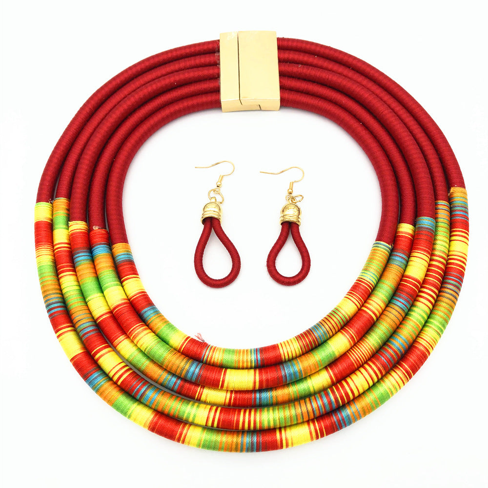 Ensembles de bijoux africains multicouches, colliers ras du cou, boucles d'oreilles