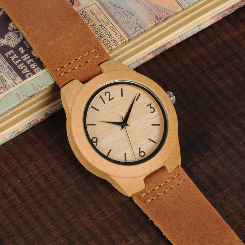 Ceinture en cuir pour montre en bambou - LUXARAH