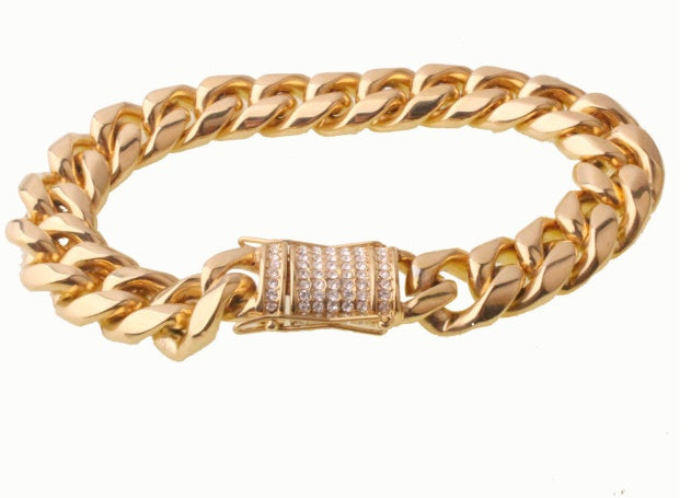 Colliers cubains Miami en acier inoxydable de 8 à 18 mm de large avec fermoir en zircon cubique, grande chaîne lourde pour hommes, bijoux Hip Hop Rock
