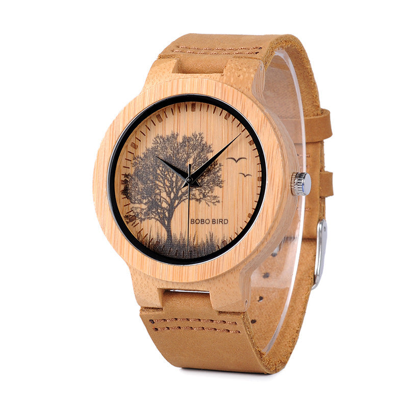 Montre littéraire rétro en bambou