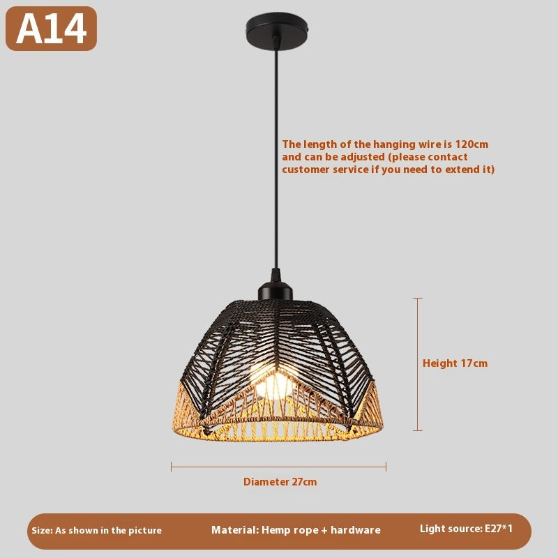 Nouveau lustre créatif en rotin tissé de style chinois - LUXARAH