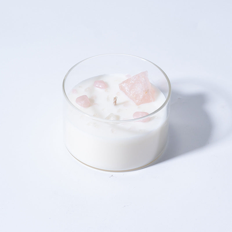 Bougie d'aromathérapie créative en cire de soja et pierre de cristal naturel