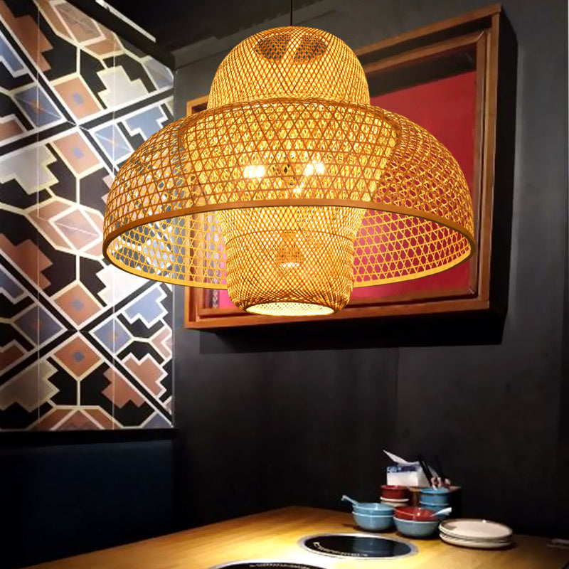 Lustre de style chinois en bambou