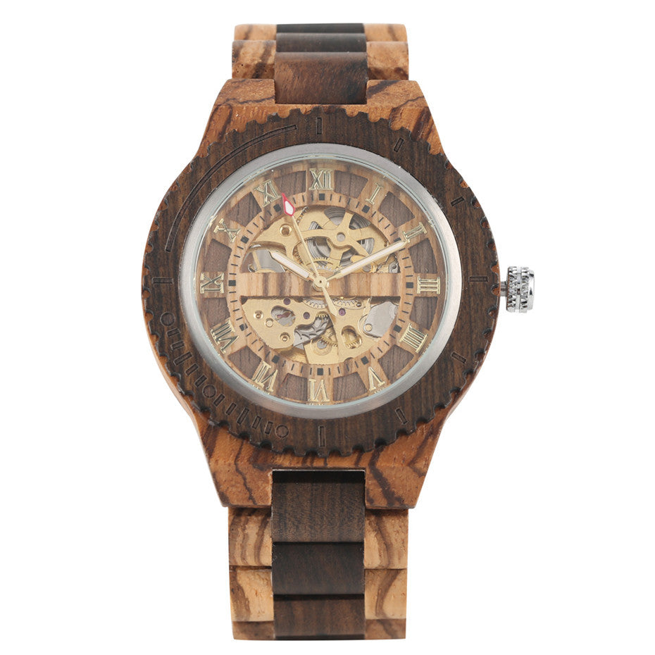 Montre mécanique automatique en bois de bambou Creative Gear
