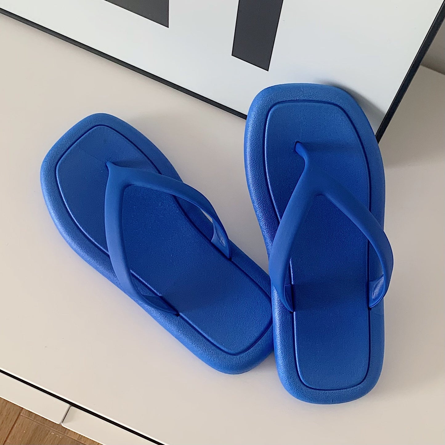 Tongs tendance de couleur unie pour femmes, tongs à semelle souple