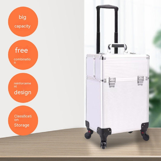 Chariot de rangement à roulettes grande capacité pour maquillage et maquilleurs - LUXARAH