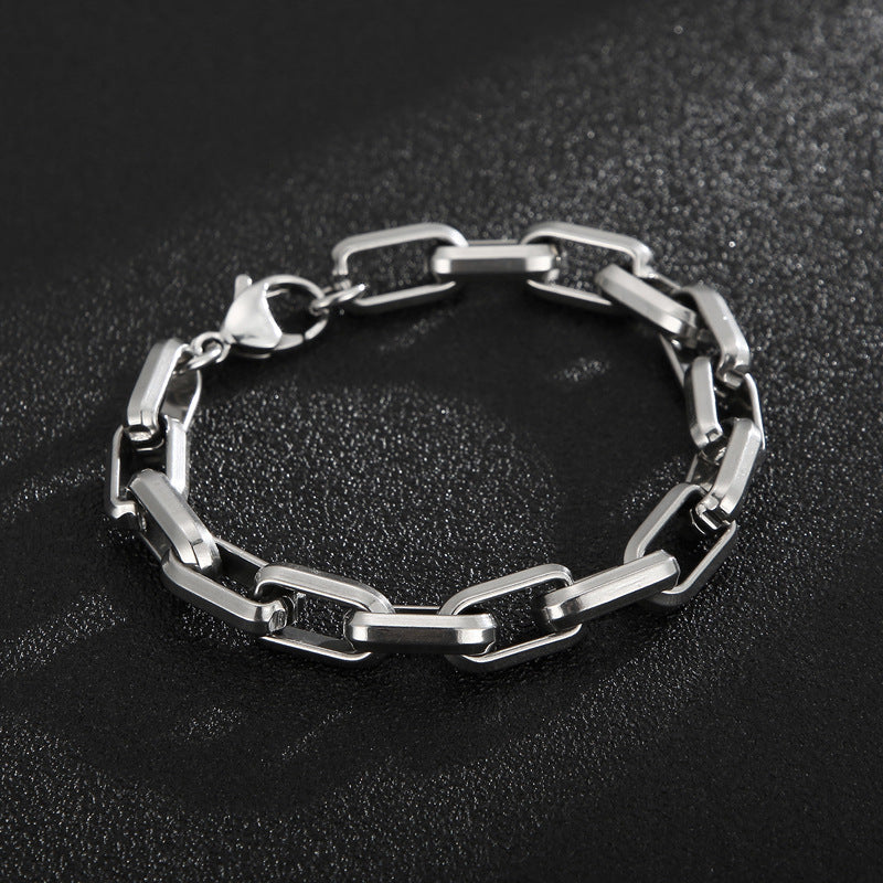 Bracelet en acier titane pour homme, design de niche, style hip-hop, géométrique
