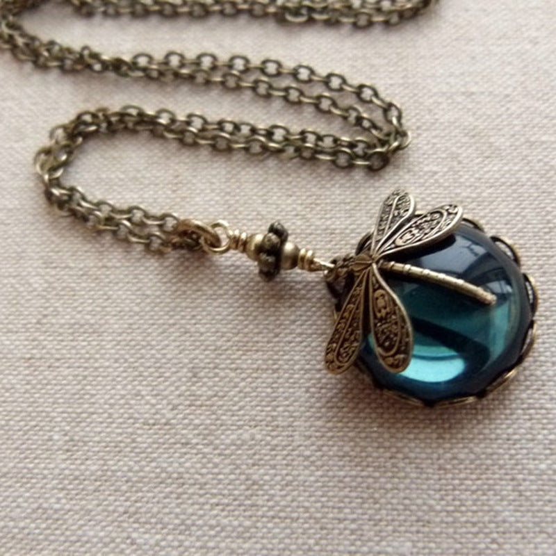 Colliers pendentifs libellule vintage en bronze sculpté à la main pour femmes - LUXARAH