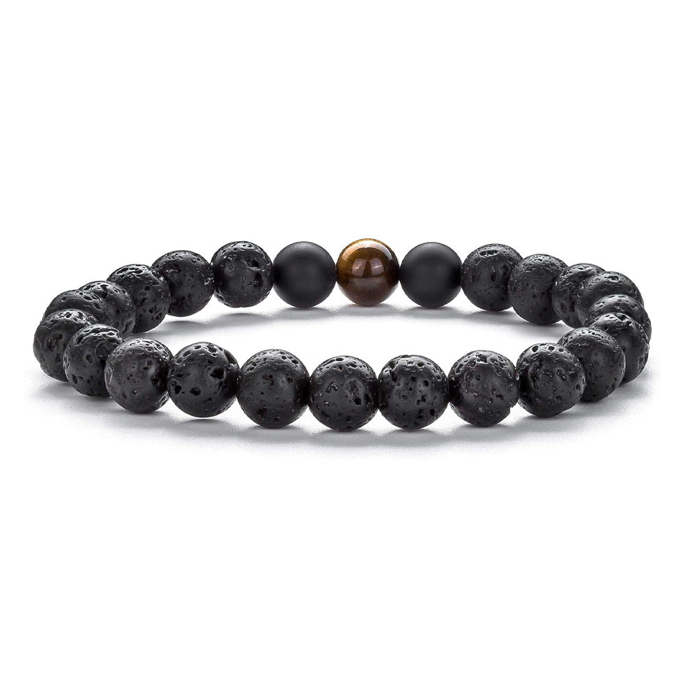 Bracelet de perles en pierre volcanique et œil de tigre - LUXARAH