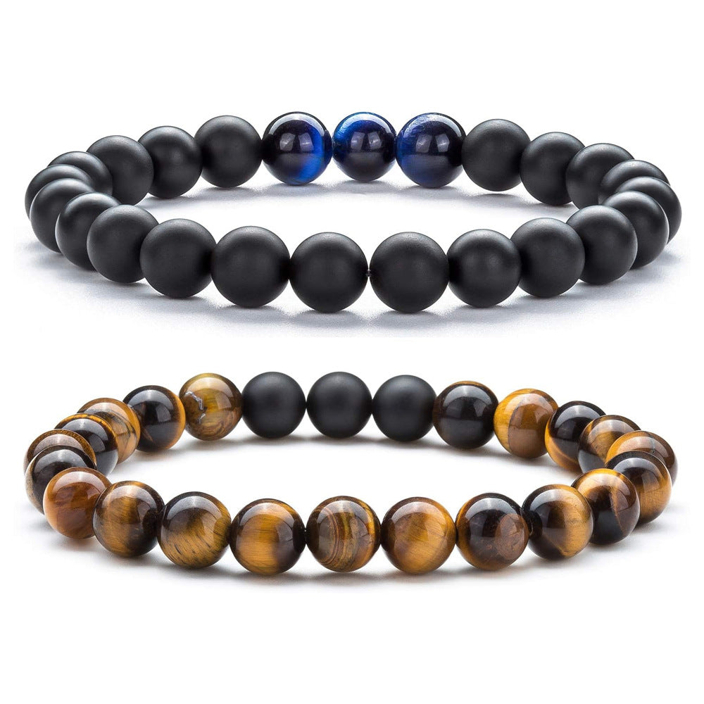 Bracelet de perles en pierre volcanique et œil de tigre - LUXARAH