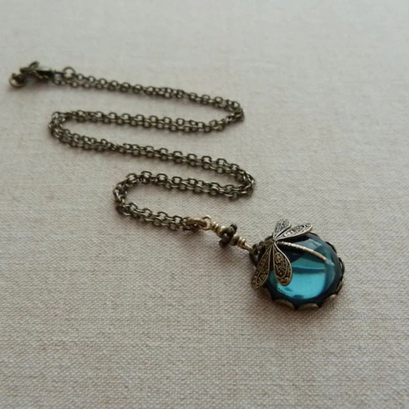 Colliers pendentifs libellule vintage en bronze sculpté à la main pour femmes - LUXARAH