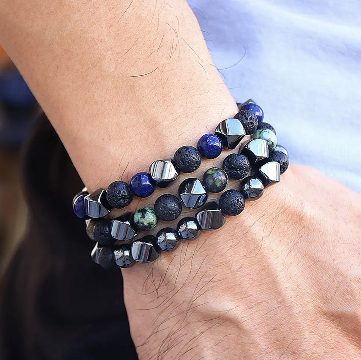 Bracelet en pierre volcanique œil de tigre naturelle - LUXARAH