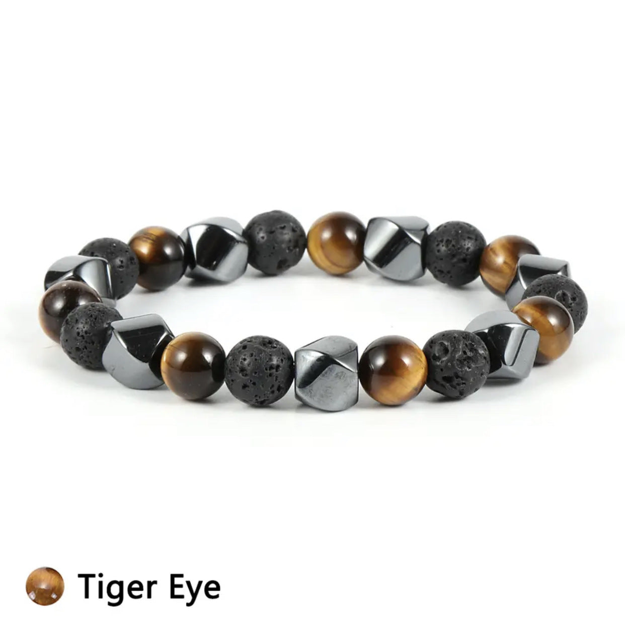 Bracelet en pierre volcanique œil de tigre naturelle - LUXARAH