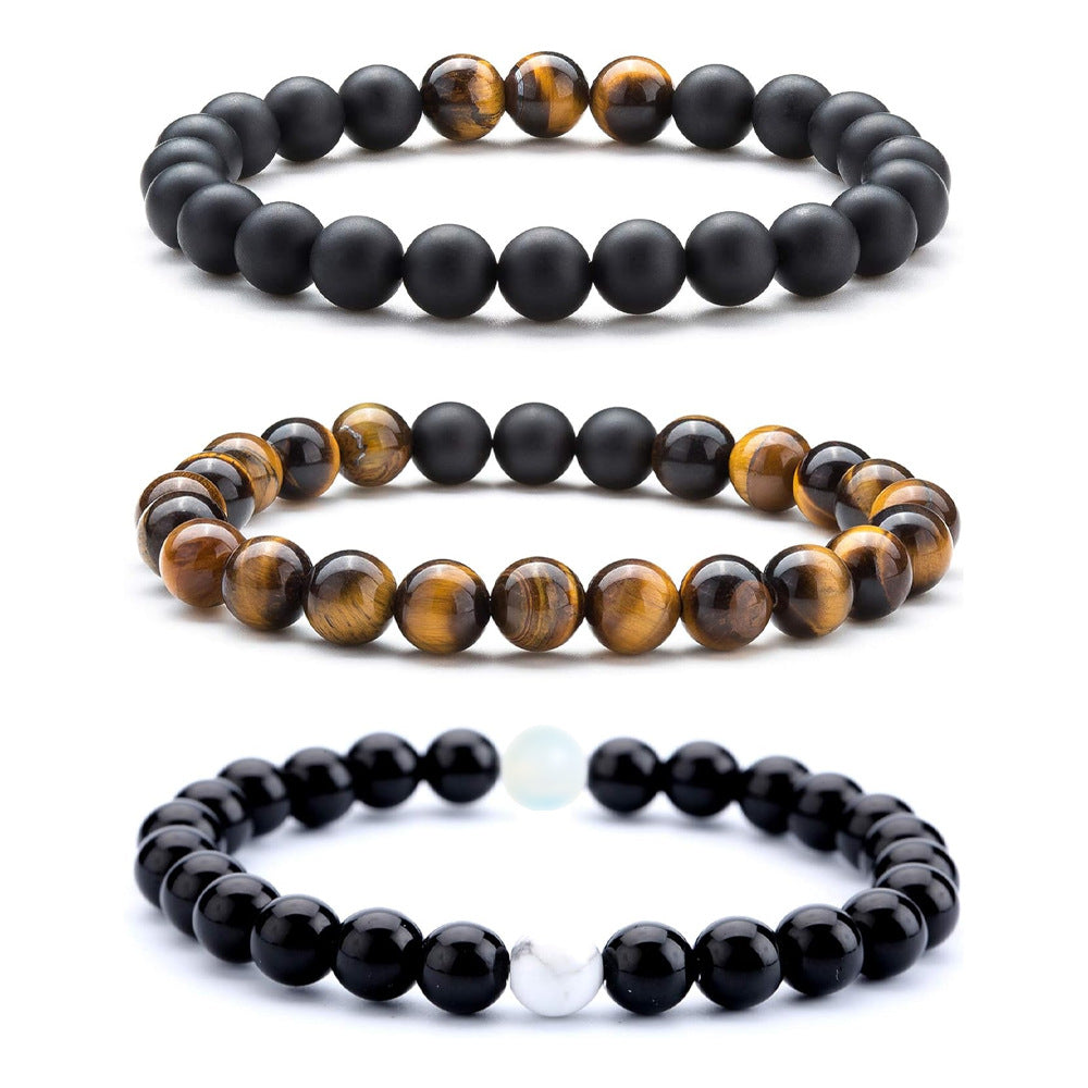 Bracelet de perles en pierre volcanique et œil de tigre - LUXARAH