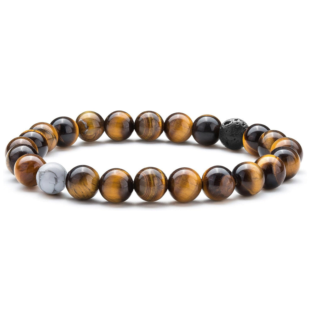 Bracelet de perles en pierre volcanique et œil de tigre - LUXARAH