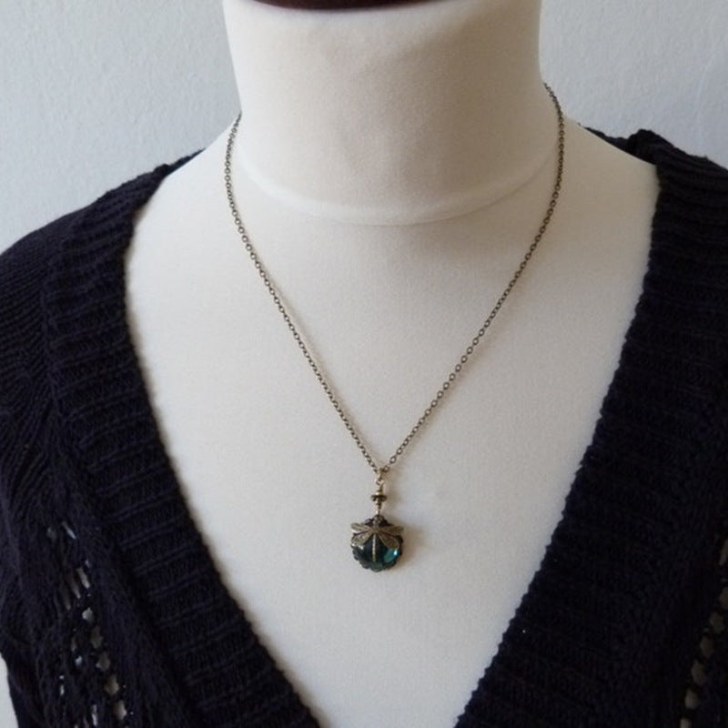 Colliers pendentifs libellule vintage en bronze sculpté à la main pour femmes - LUXARAH
