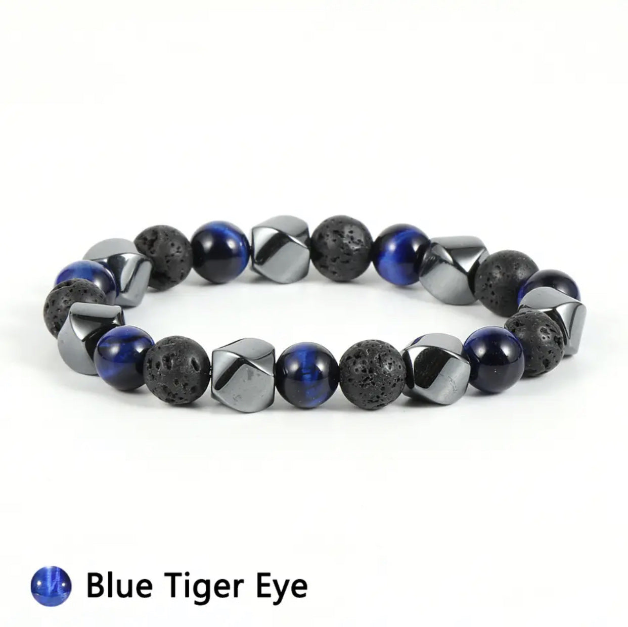 Bracelet en pierre volcanique œil de tigre naturelle - LUXARAH
