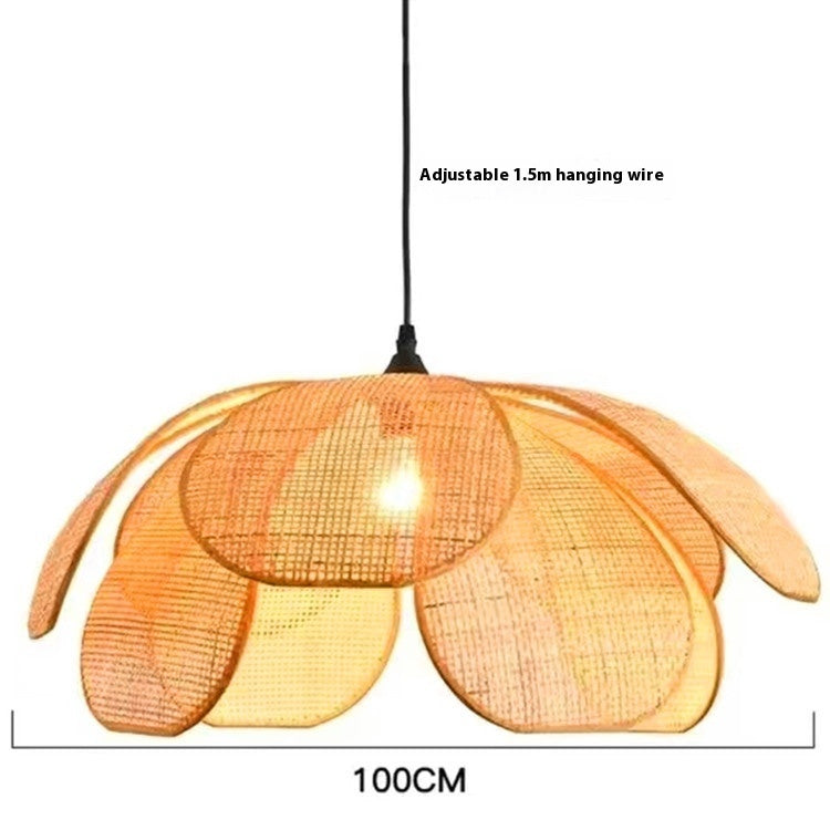 Lustre créatif fait main en pétales de rotin - LUXARAH