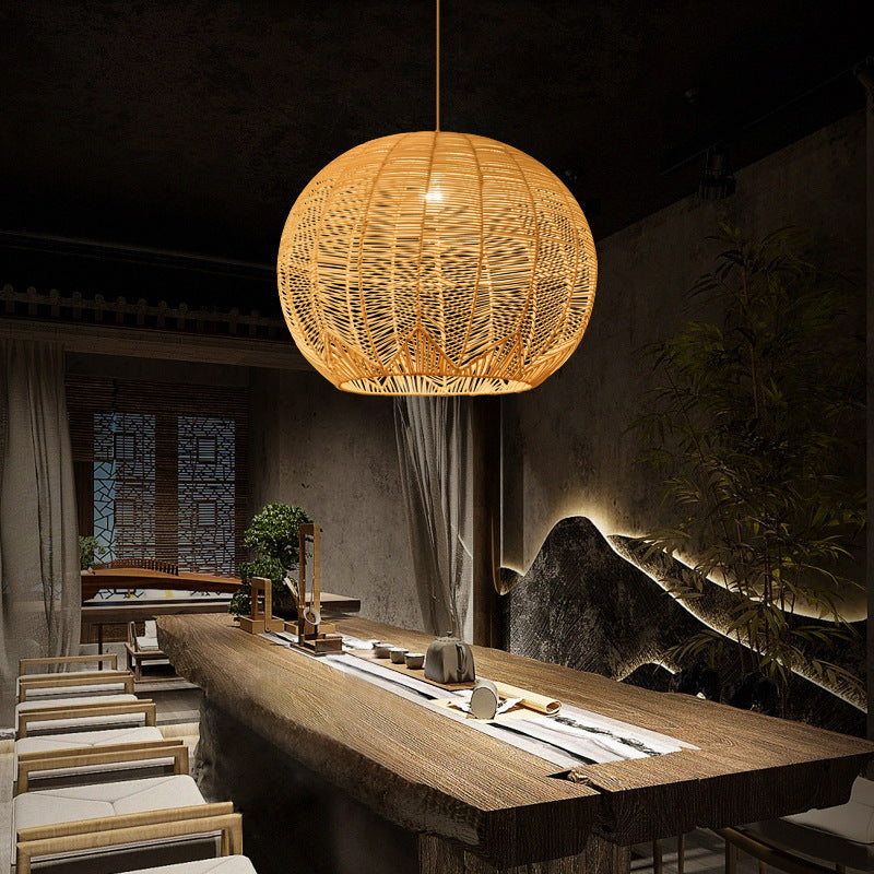 Lustre japonais zen design créatif en rotin - LUXARAH