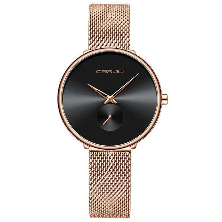 Montre simple pour femme avec bracelet en acier inoxydable et bracelet en maille - LUXARAH