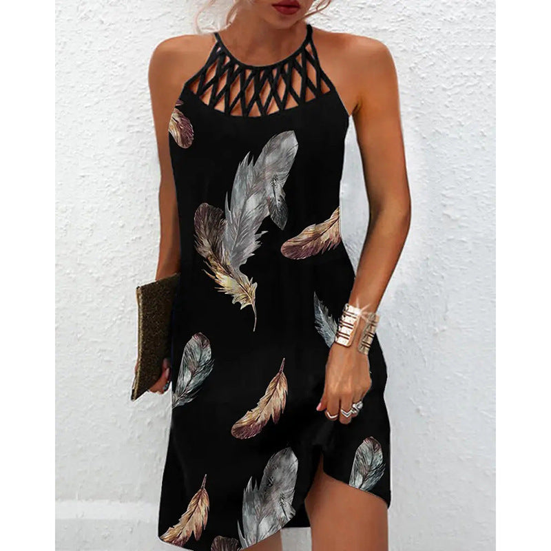 Robe imprimée tendance, décontractée, dos nu, vêtements d'été - LUXARAH