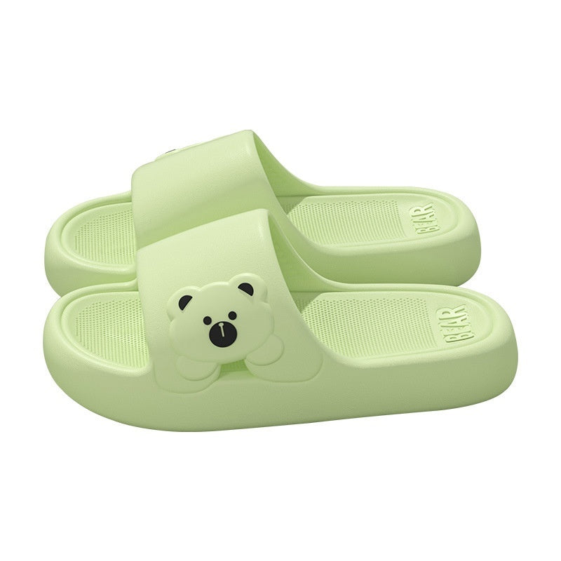 Pantoufles mignonnes en forme d'ourson, tendance pour l'été, semelle épaisse, antidérapantes, pour salle de bain, pour femmes et hommes, pour couples