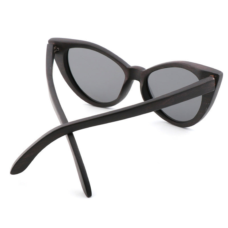 Lunettes de soleil polarisées œil de chat pour femmes, en bois de bambou, tendance