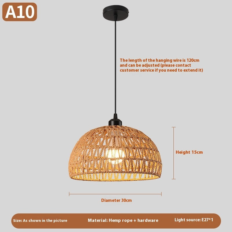 Nouveau lustre créatif en rotin tissé de style chinois - LUXARAH