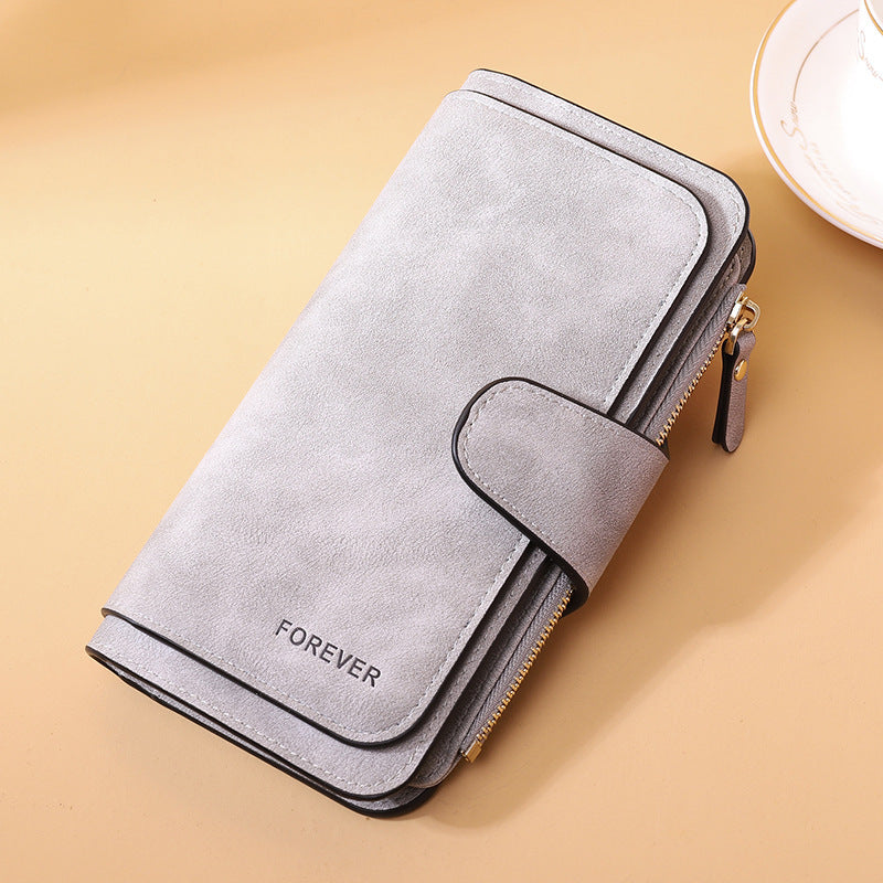 Portefeuille long à trois volets pour femme, nouvelle collection, sac tendance, porte-monnaie multi-cartes, tissu bicolore givré