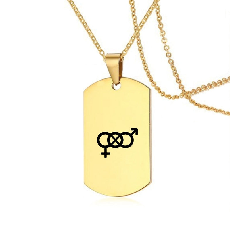 Collier en acier inoxydable avec inscription LGBT, symbole de la fierté gay, lesbienne et transgenre, pour hommes et femmes
