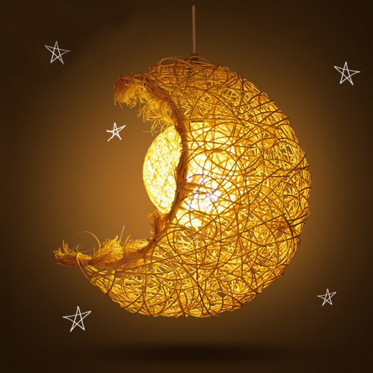 Lustre pastoral en rotin Yestar Moon
