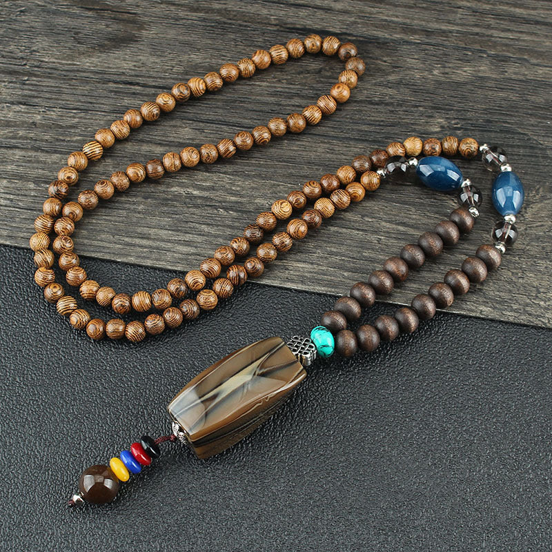 Retro Ethnic Wooden Beaded Necklaces for Men and Women
