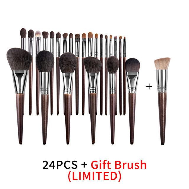 Ensemble de pinceaux de maquillage naturels, pinceau à paupières, chèvre - LUXARAH
