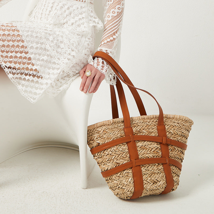 Sac à bandoulière en rotin tendance pour femme - LUXARAH