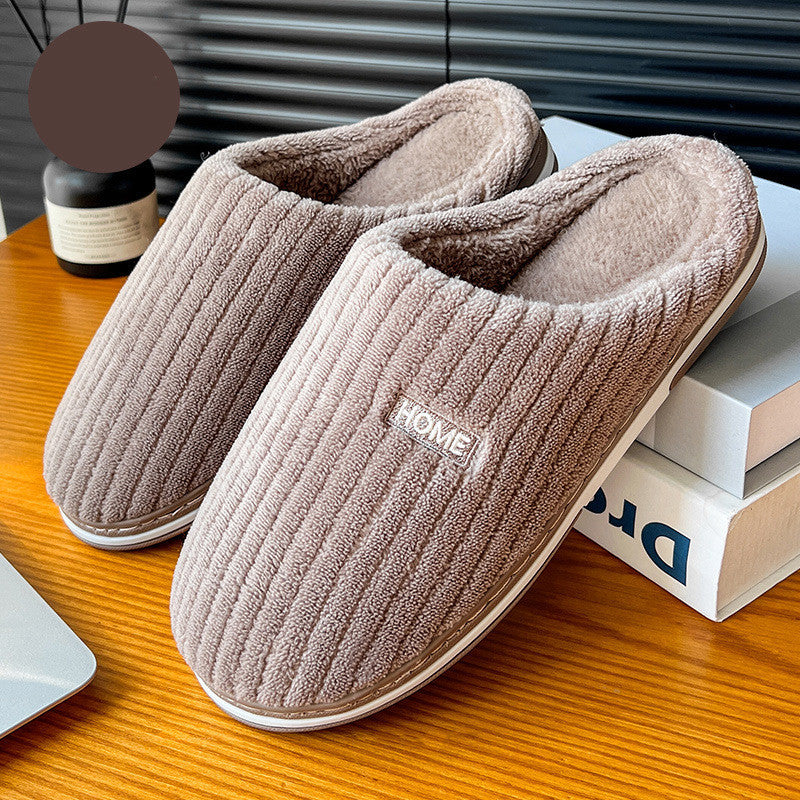 Chaussons d'hiver en coton, couleur unie, simples, antidérapants, chauds et en peluche, pour la maison, pour l'intérieur, pour couple et femmes - LUXARAH