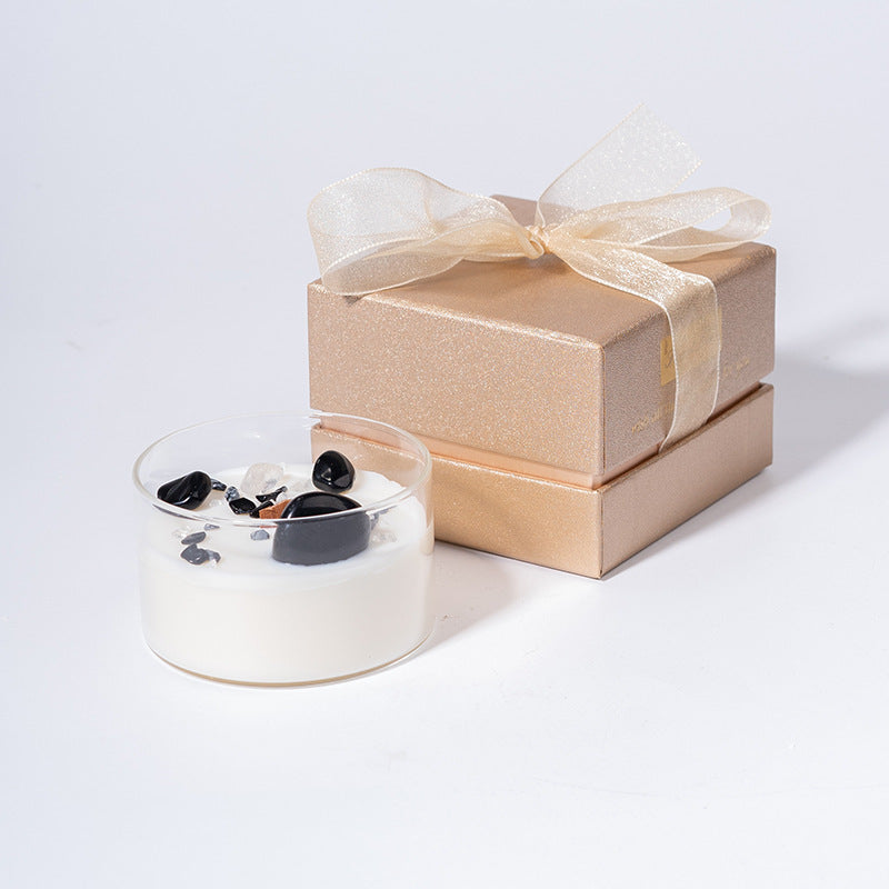 Bougie d'aromathérapie créative en cire de soja et pierre de cristal naturel