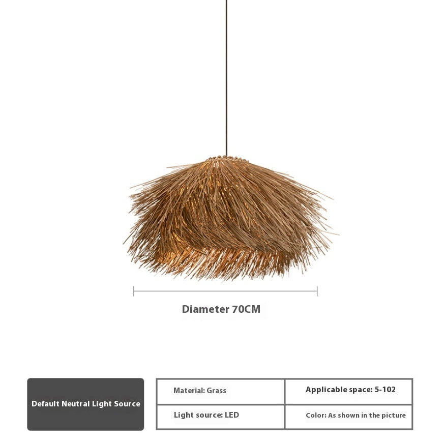 Lustre en chapeau de paille en rotin de style japonais Ferme B & B Restaurant - LUXARAH
