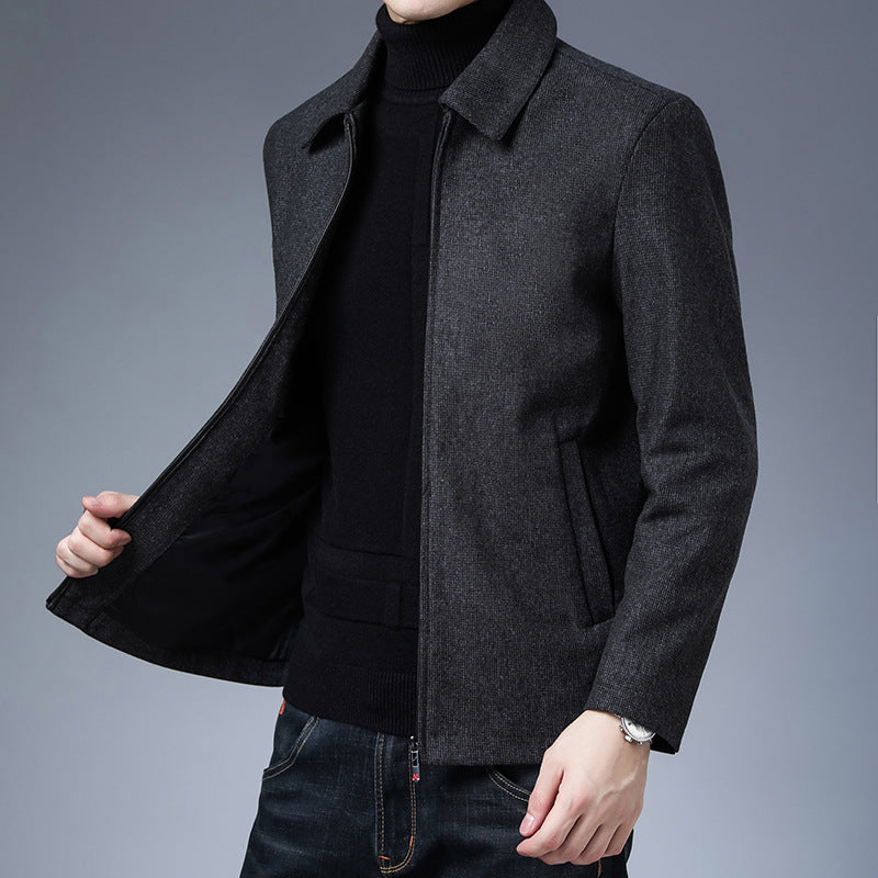 Veste à col polo, manteau à fermeture éclair, style basique