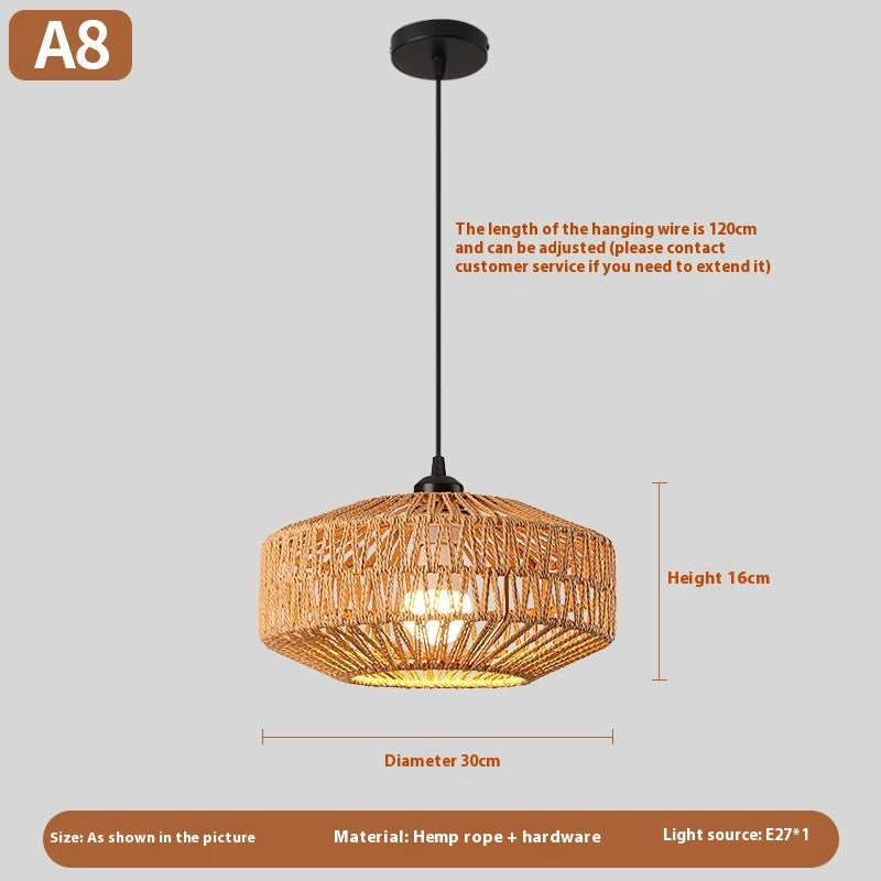 Nouveau lustre créatif en rotin tissé de style chinois - LUXARAH