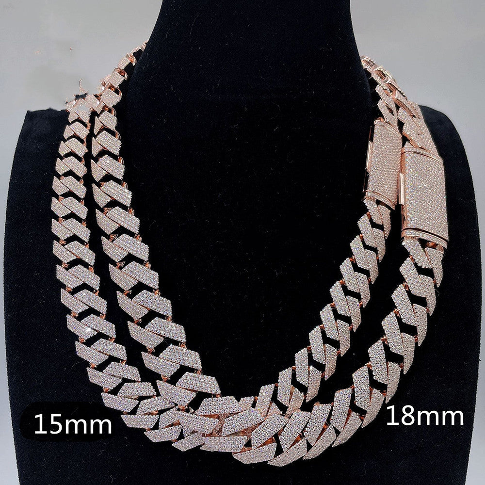 Collares de eslabones cubanos de plata S925 con moissanita