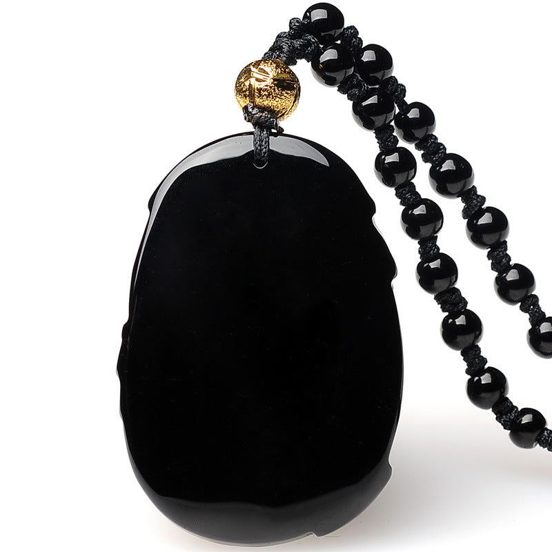 Colgante Pi Xiu de obsidiana natural esmerilada para hombre y mujer