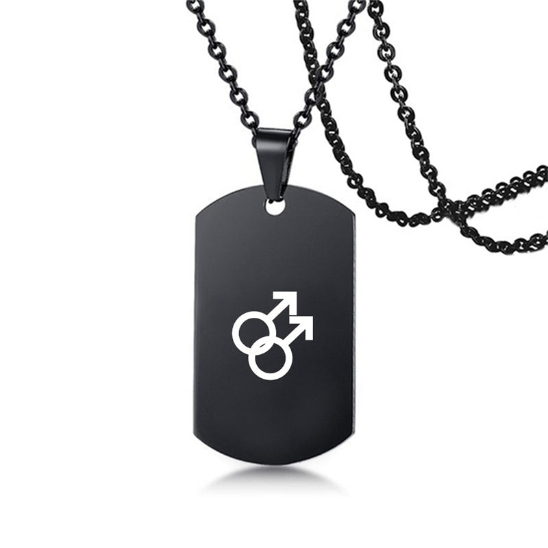 Collier en acier inoxydable avec inscription LGBT, symbole de la fierté gay, lesbienne et transgenre, pour hommes et femmes