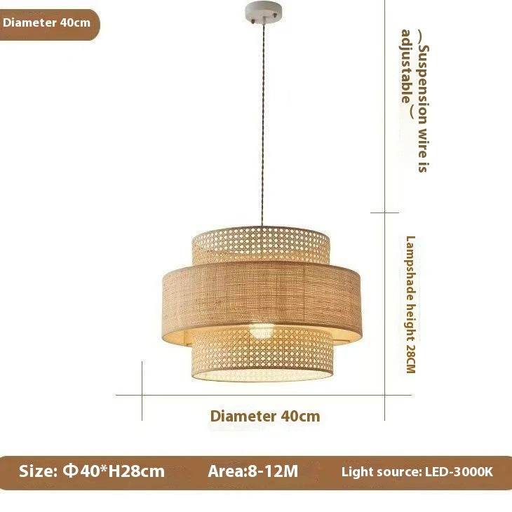 Lustre de bar de style japonais en rotin style lanterne tempête Luji vintage