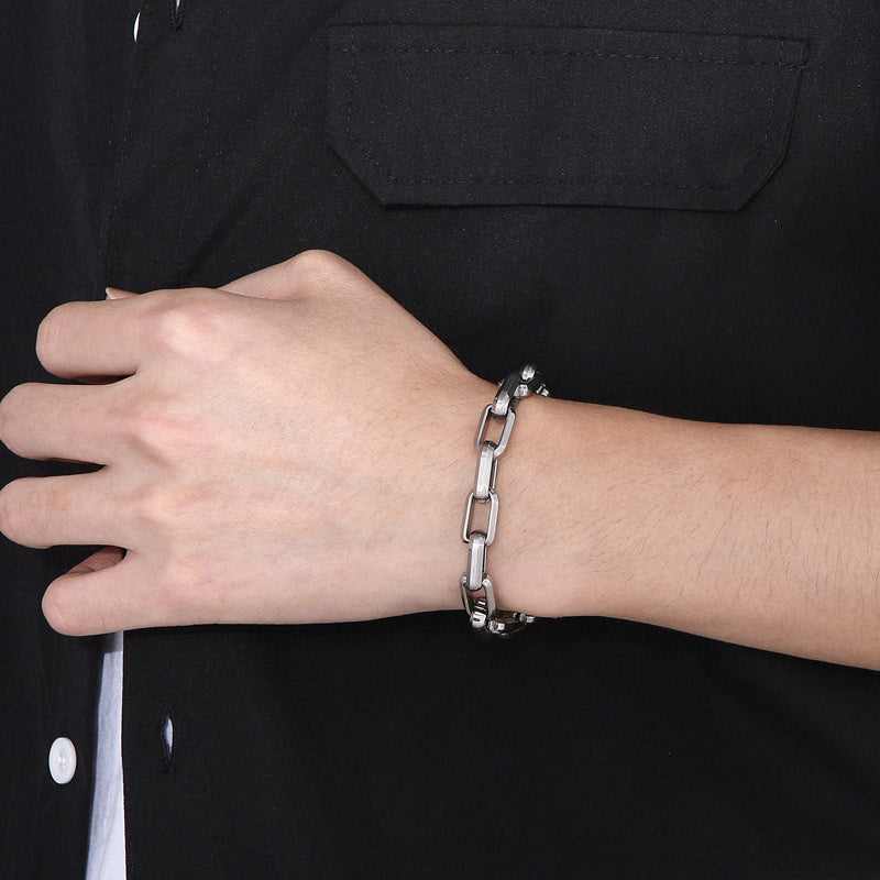 Bracelet en acier titane pour homme, design de niche, style hip-hop, géométrique