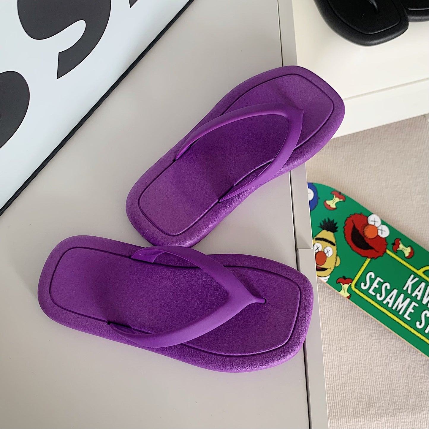 Tongs tendance de couleur unie pour femmes, tongs à semelle souple