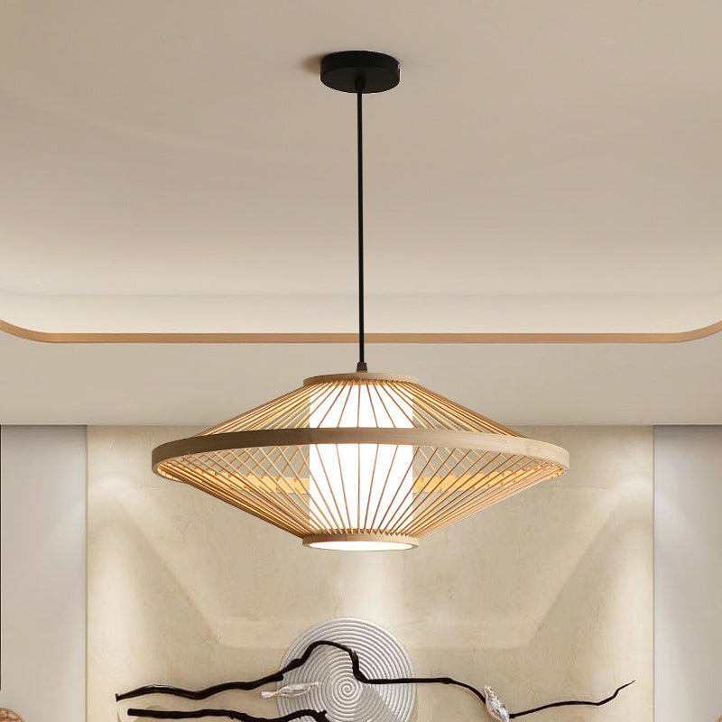 Lustre chinois moderne en bambou, lampe d'art pour restaurant